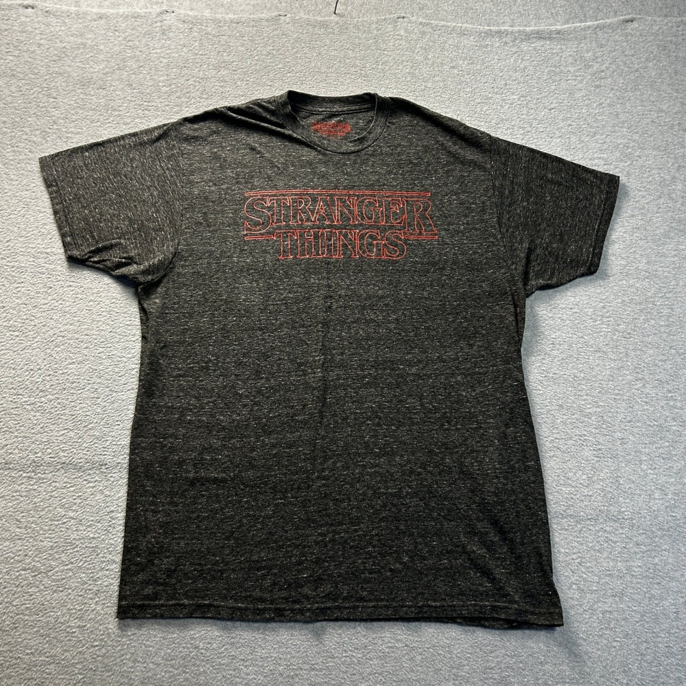 Stranger Things Graphic T Shirt Mens XL Black Netflix Retro Horror Tee Red Logo